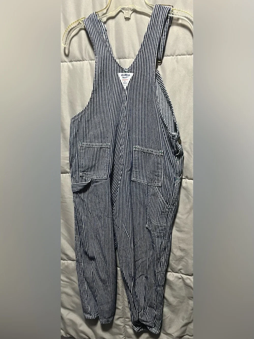 Vintage 90s OshKosh B’Gosh Hickory Stripe Overalls Size 7 Railroad Stripe